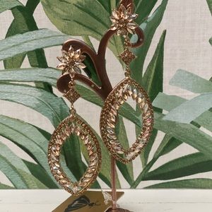 Gold Crystal Dangly Earrings